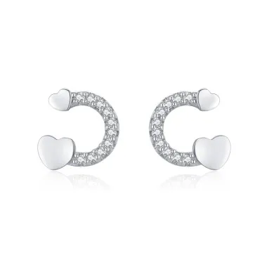 Zirconia Heart U Shape Stud Earring 40200307