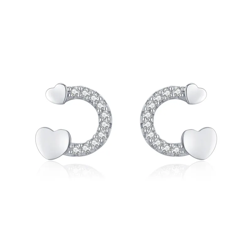 Zirconia Heart U Shape Stud Earring 40200307