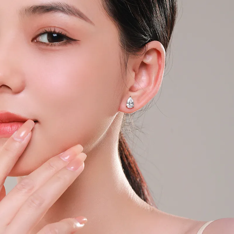 Sparkle Waterdrop Zirconia Stud Earring 40200309 - image1