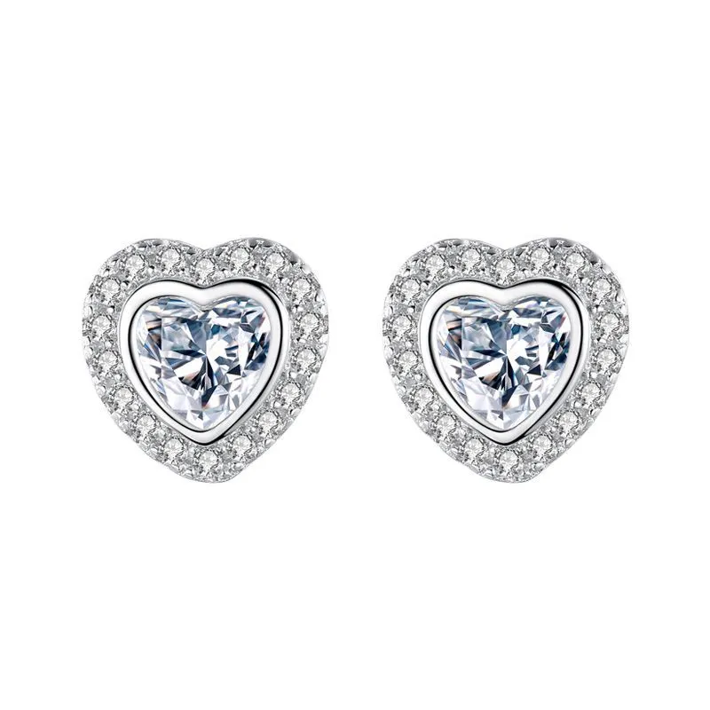 Minimalist Heart Zirconia Stud Earring 40200310