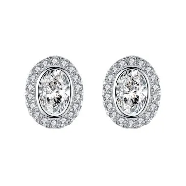 Sparkle Oval Zirconia Stud Earring 40200312