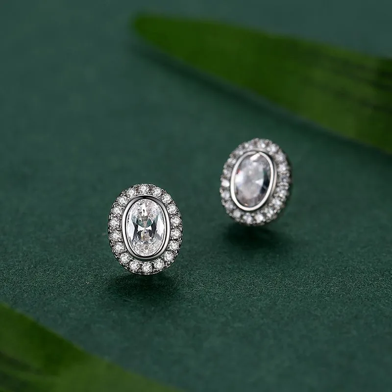 Sparkle Oval Zirconia Stud Earring 40200312 - image2