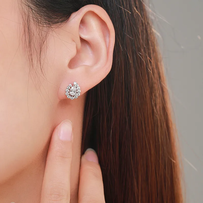 Geometric Waterdrop Zirconia Stud Earring 40200313 - image1