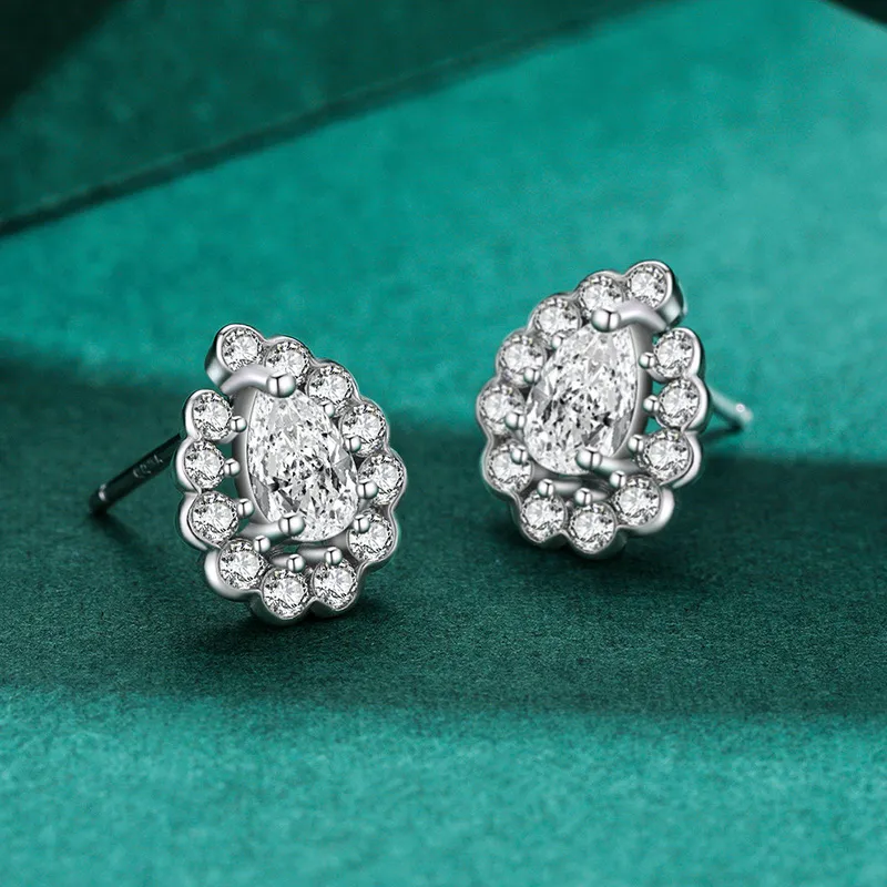 Geometric Waterdrop Zirconia Stud Earring 40200313 - image2