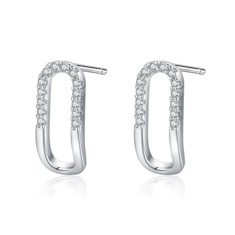 Geometric Hollow-out Zirconia Stud Earring 40200315