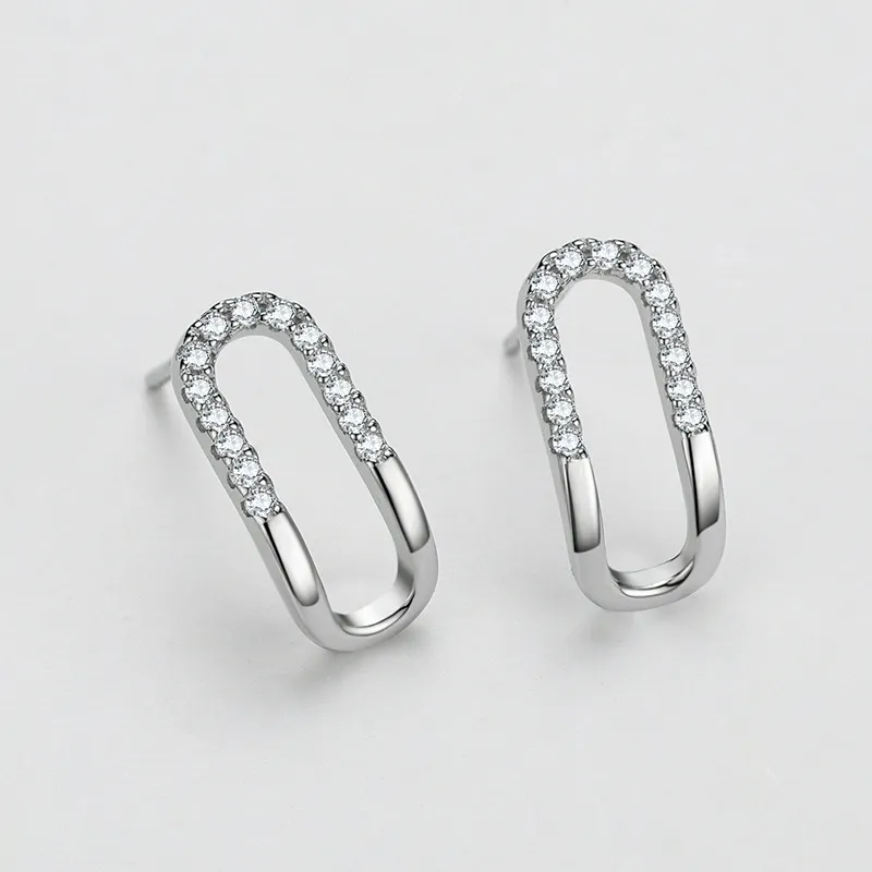 Geometric Hollow-out Zirconia Stud Earring 40200315 - image2