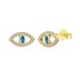 925 Sterling Silver Zirconia Evil Eye Stud Earring 40200317