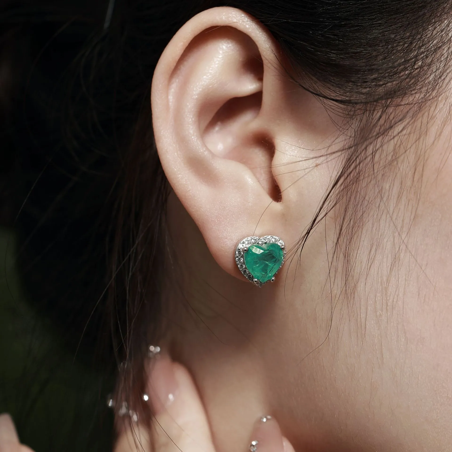 Vintage Heart Zirconia Wedding Stud Earring 40200318 - image2