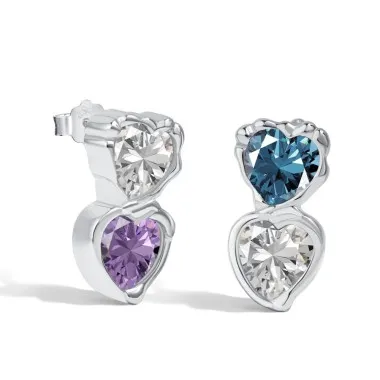 Colorful Heart Zirconia Wedding Stud Earring 40200321