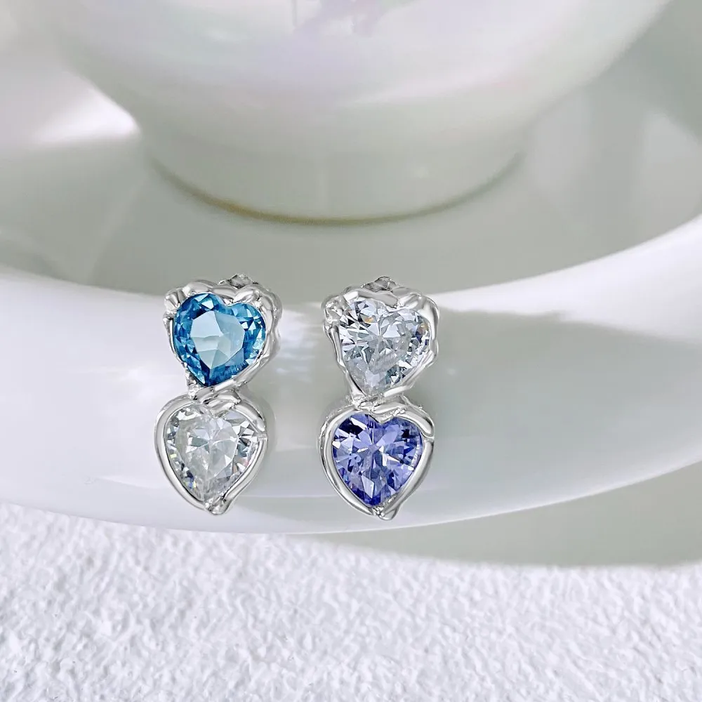 Colorful Heart Zirconia Wedding Stud Earring 40200321 - image1