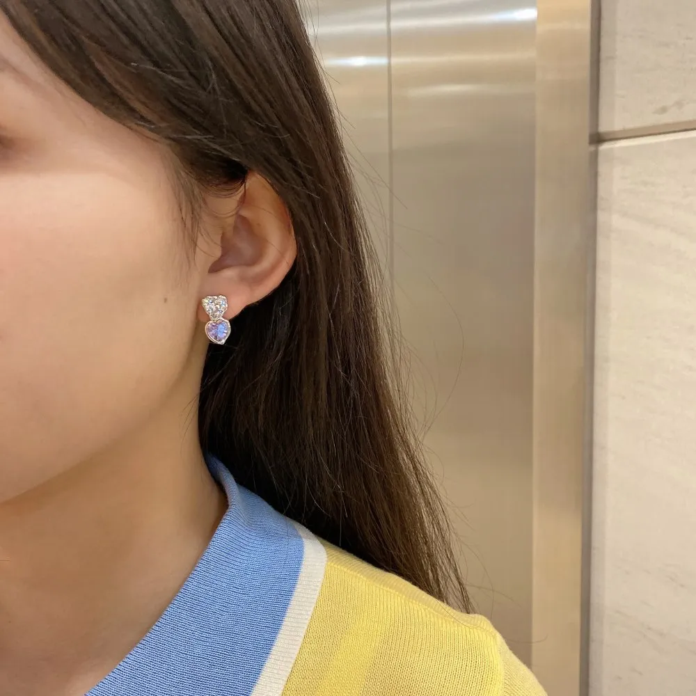 Colorful Heart Zirconia Wedding Stud Earring 40200321 - image2