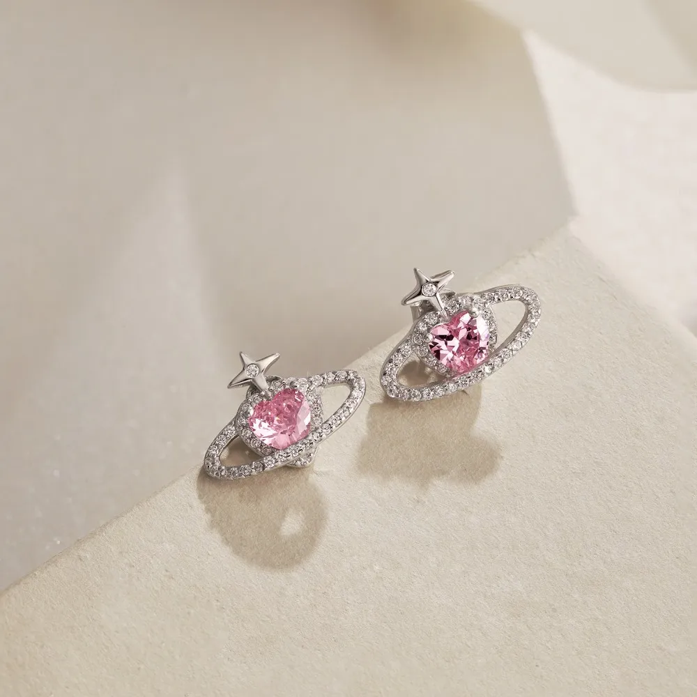 Pink Heart Zirconia Star Heart Stud Earring 40200322 - image2