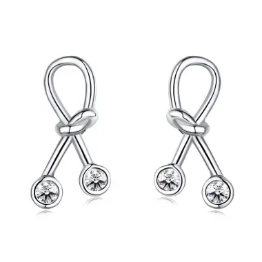 Shiny Knot Zirconia  Stud Earring 40200324