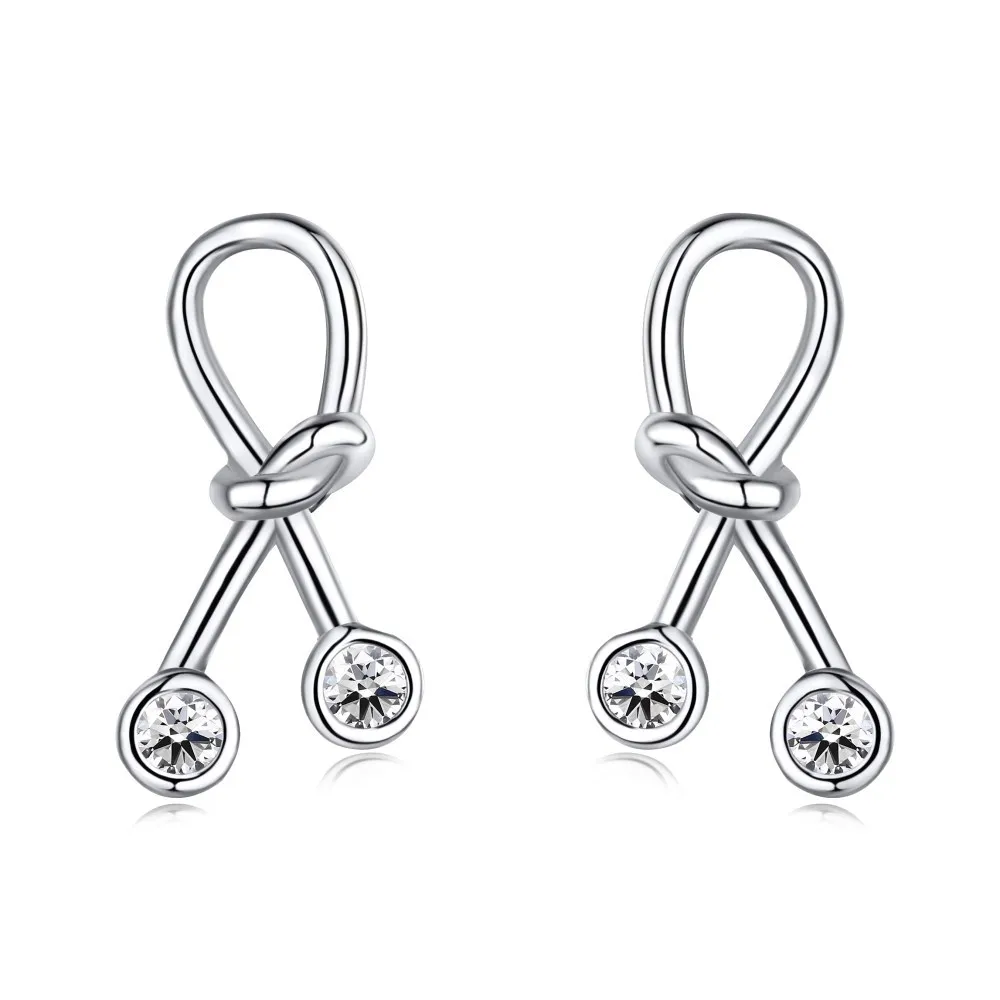 Shiny Knot Zirconia  Stud Earring 40200324