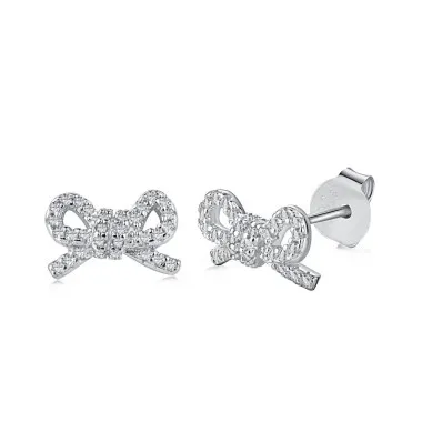 Shiny Zirconia bowknot Stud Earring 40200326