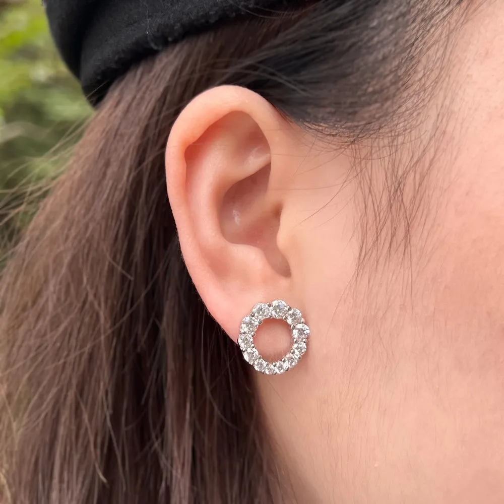 Shiny Zirconia Circle Stud Earring 40200327 - image2