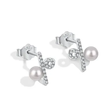 4mm Pearl Zirconia Stud Earring 40200328