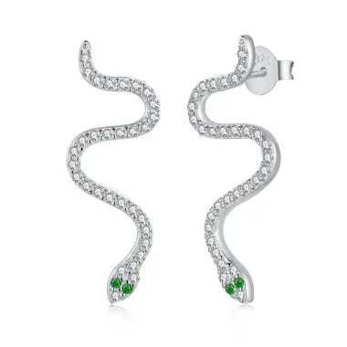 925 Sterling Silver Zirconia Snake Stud Earring 40200329