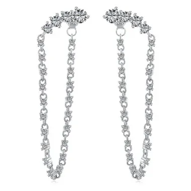 Shiny Zirconia Tassel Stud Earring 40200333