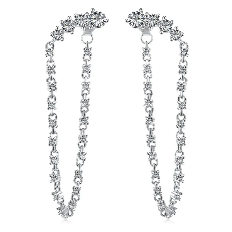 Shiny Zirconia Tassel Stud Earring 40200333