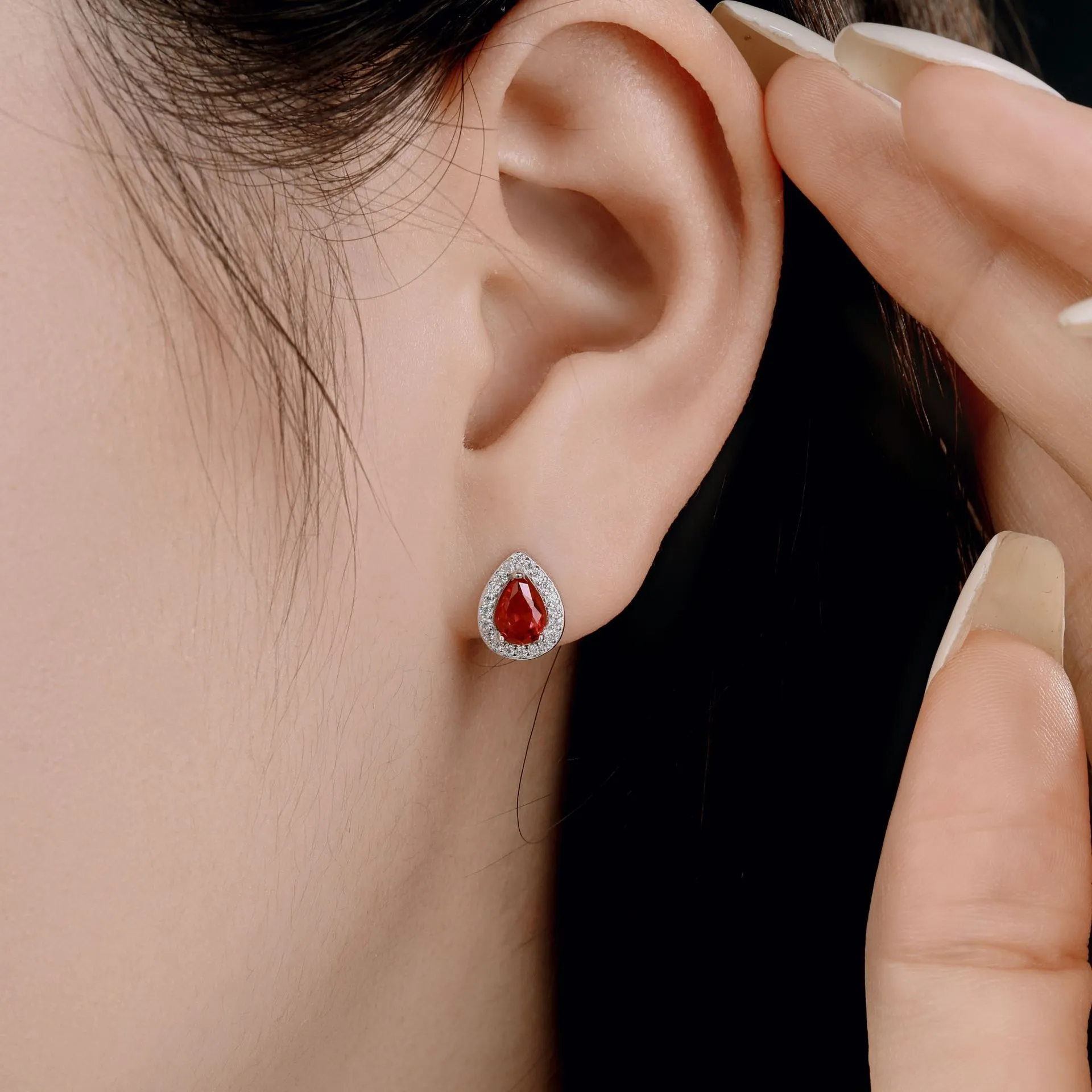 Zirconia Waterdrop Stud Earring 40200337 - image3