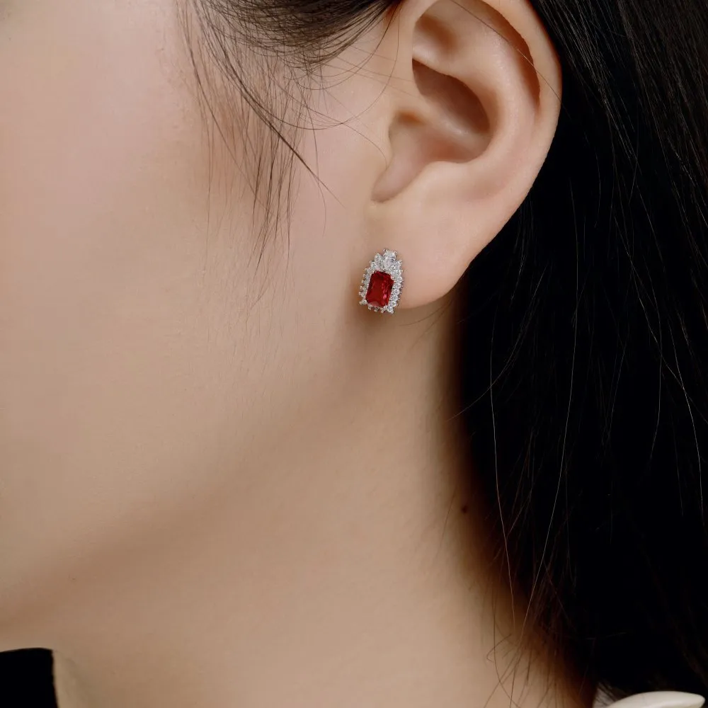 Vintage Rectangle Zirconia Stud Earring 40200338 - image4