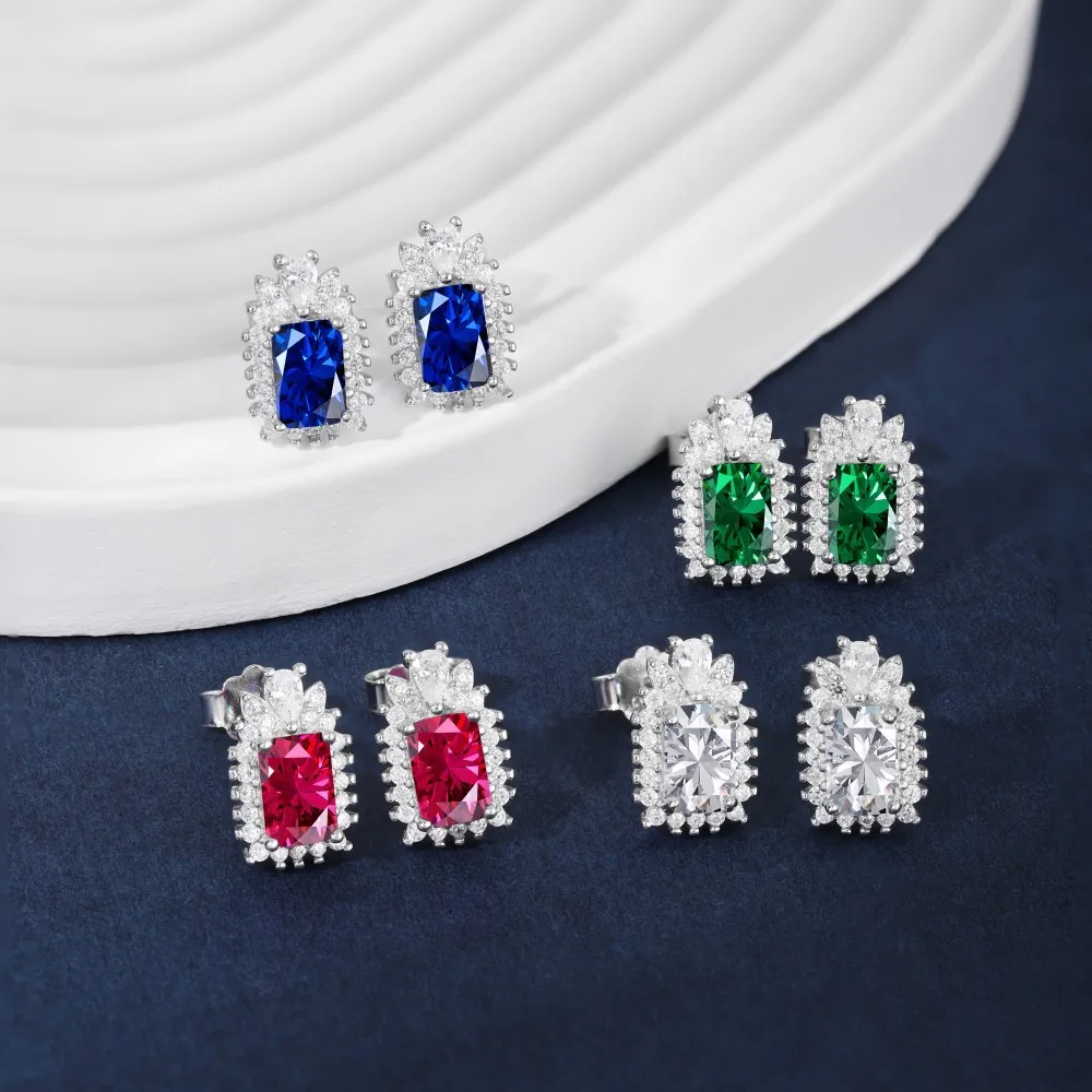 Vintage Rectangle Zirconia Stud Earring 40200338 - image1