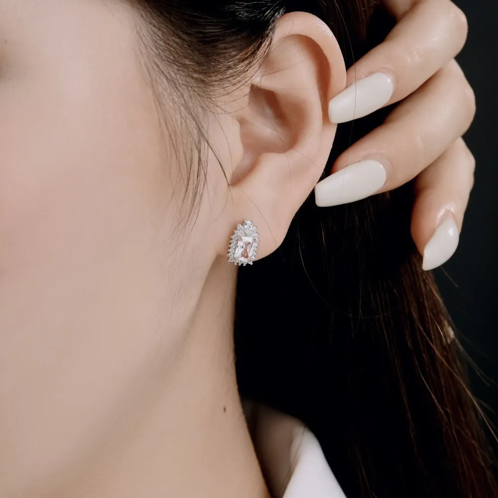 Vintage Rectangle Zirconia Stud Earring 40200338 - image5