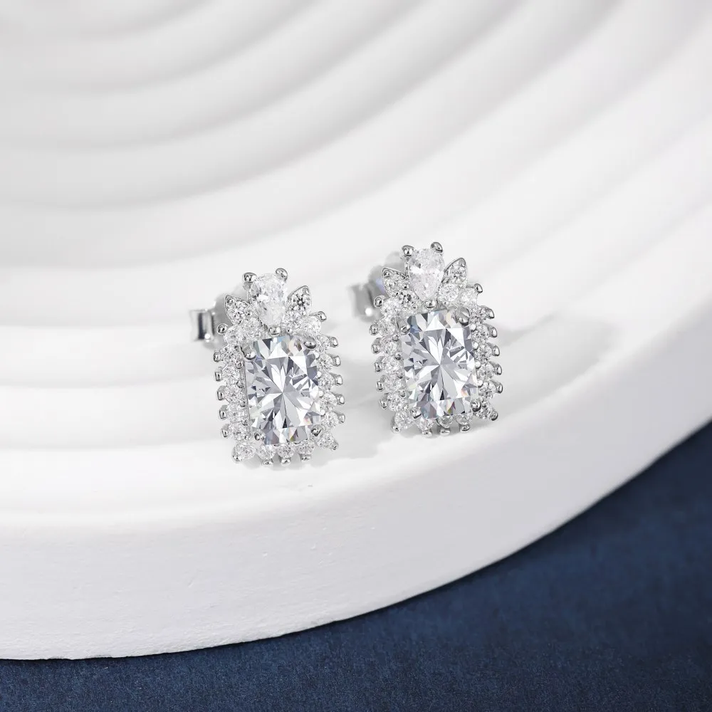Vintage Rectangle Zirconia Stud Earring 40200338 - image6