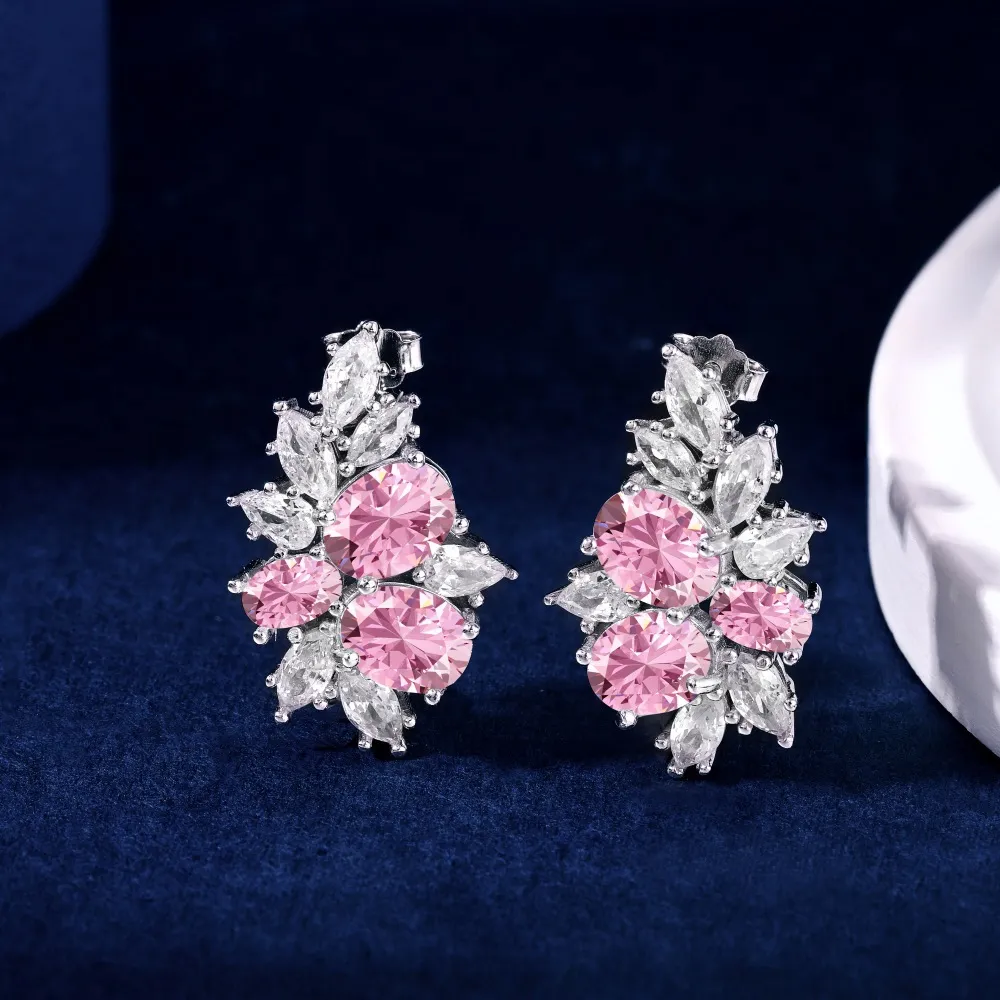 Luxury Oval Zirconia Flower Stud Earring 40200341 - image1