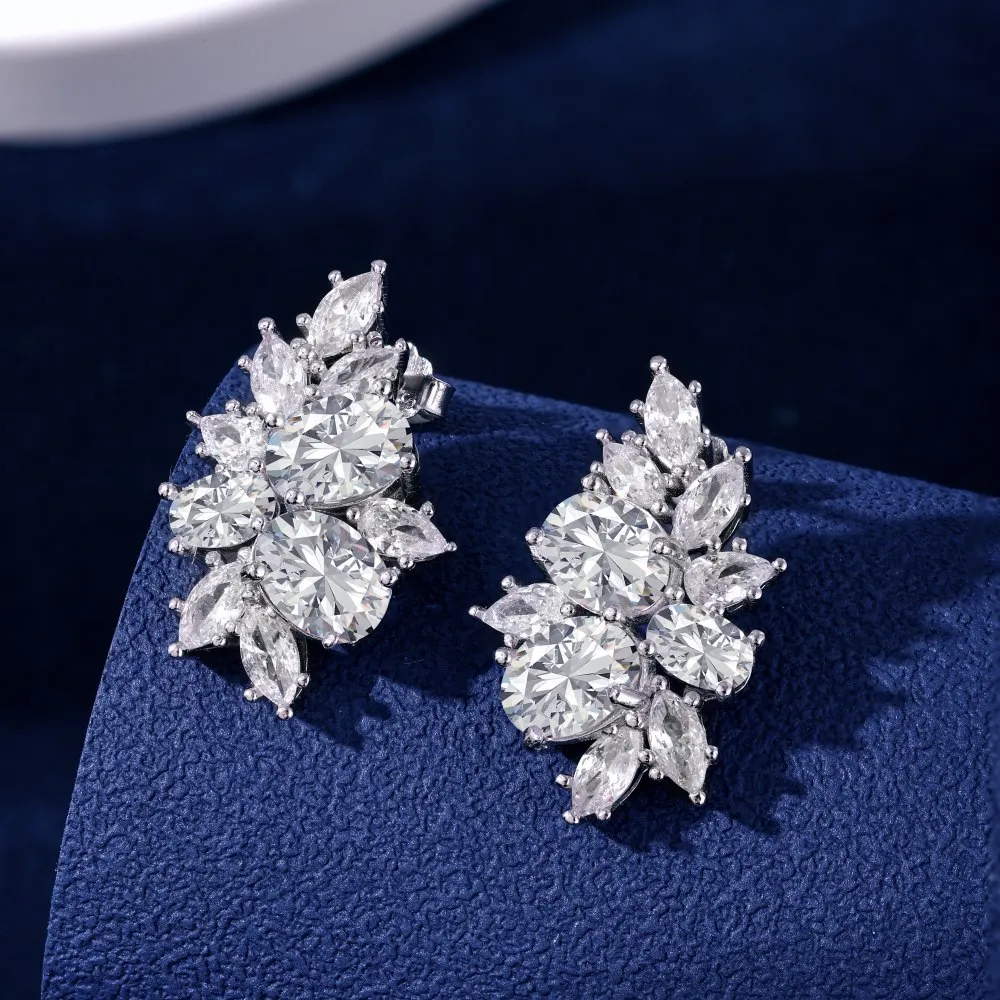Luxury Oval Zirconia Flower Stud Earring 40200341 - image2