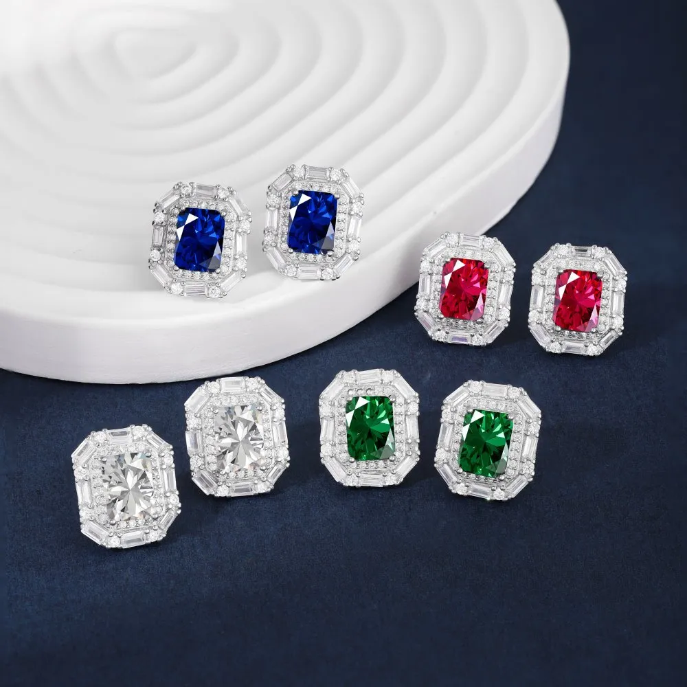 Luxury Rectangle Zirconia Stud Earring 40200342 - image1
