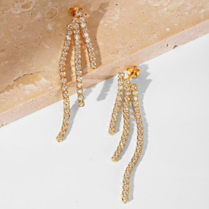 Shiny Zirconia Tassel Party Stud Earring 40200348