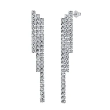 Shiny Zirconia Tassel Party Stud Earring 40200348