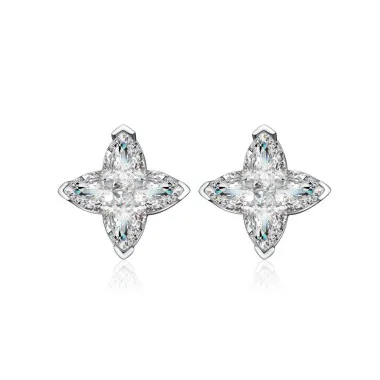 8A Four-pointed Star Zirconia Party Stud Earring 40200349