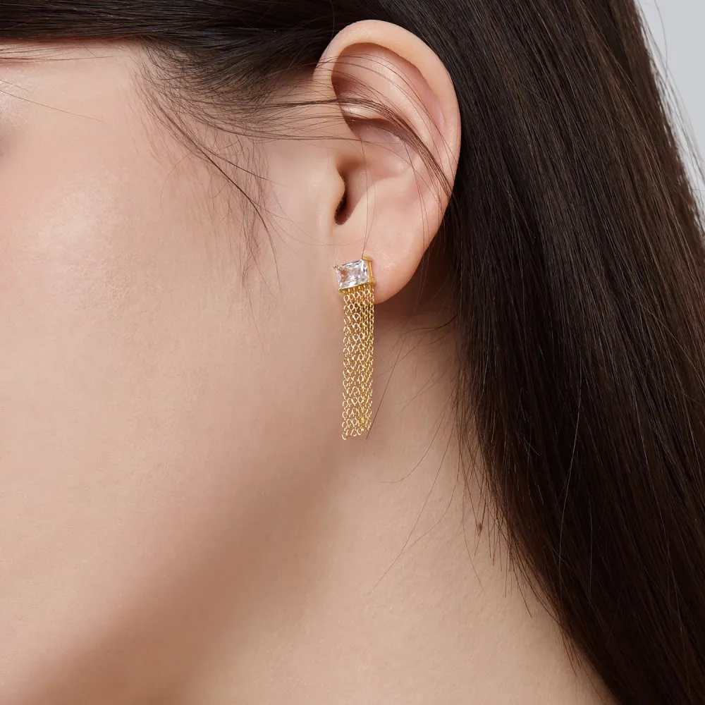 5A Zirconia Tassel Stud Earring 40200350 - image1