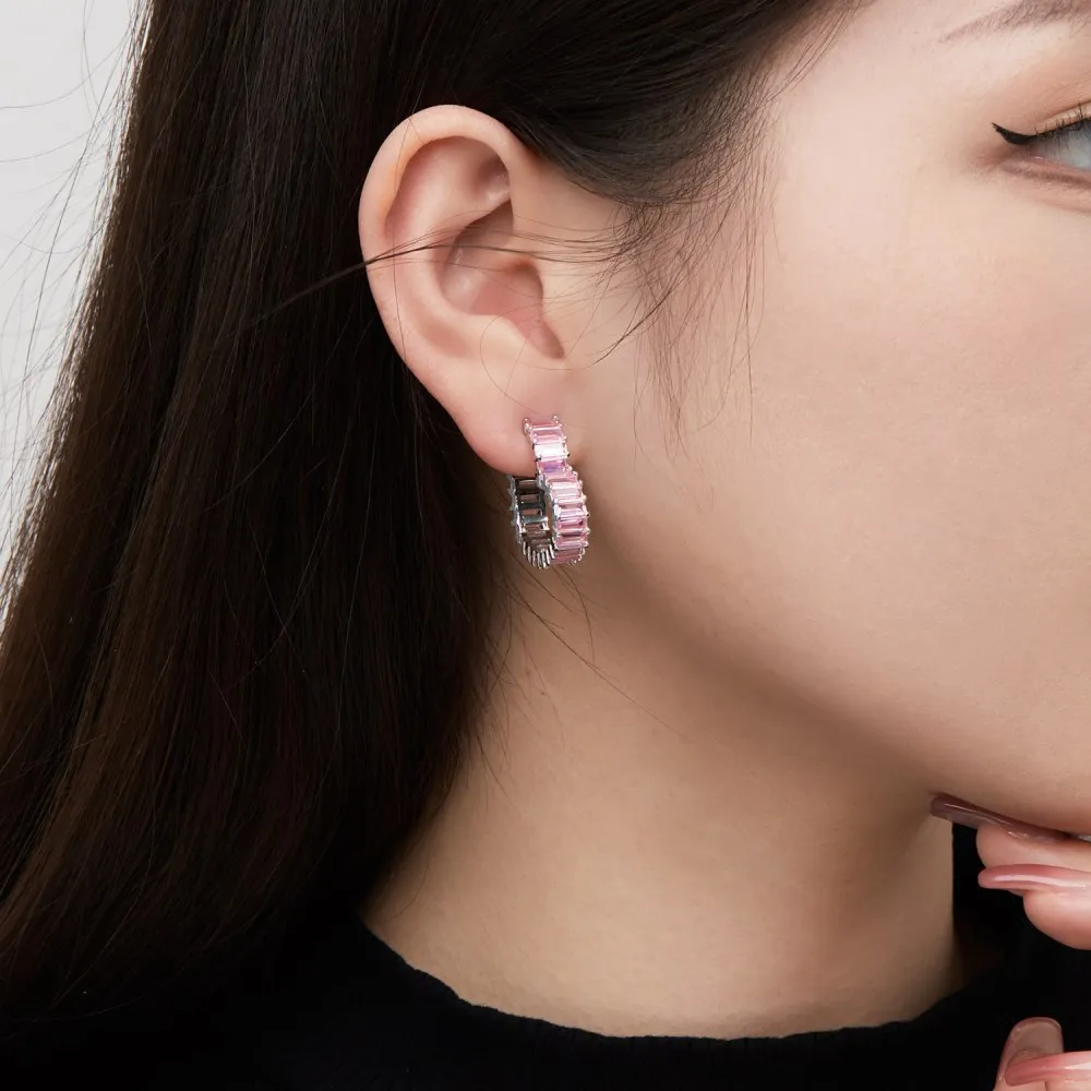 Pink Zirconia Heart Stud Hoop Earring 40200352 - image2