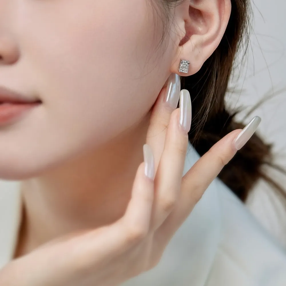 8A Radiant Cut Zirconia Stud Earring 40200357 - image1