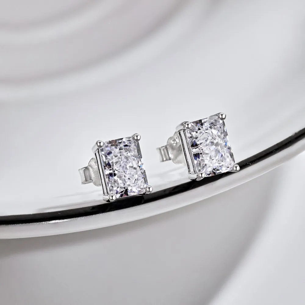 8A Radiant Cut Zirconia Stud Earring 40200357 - image2