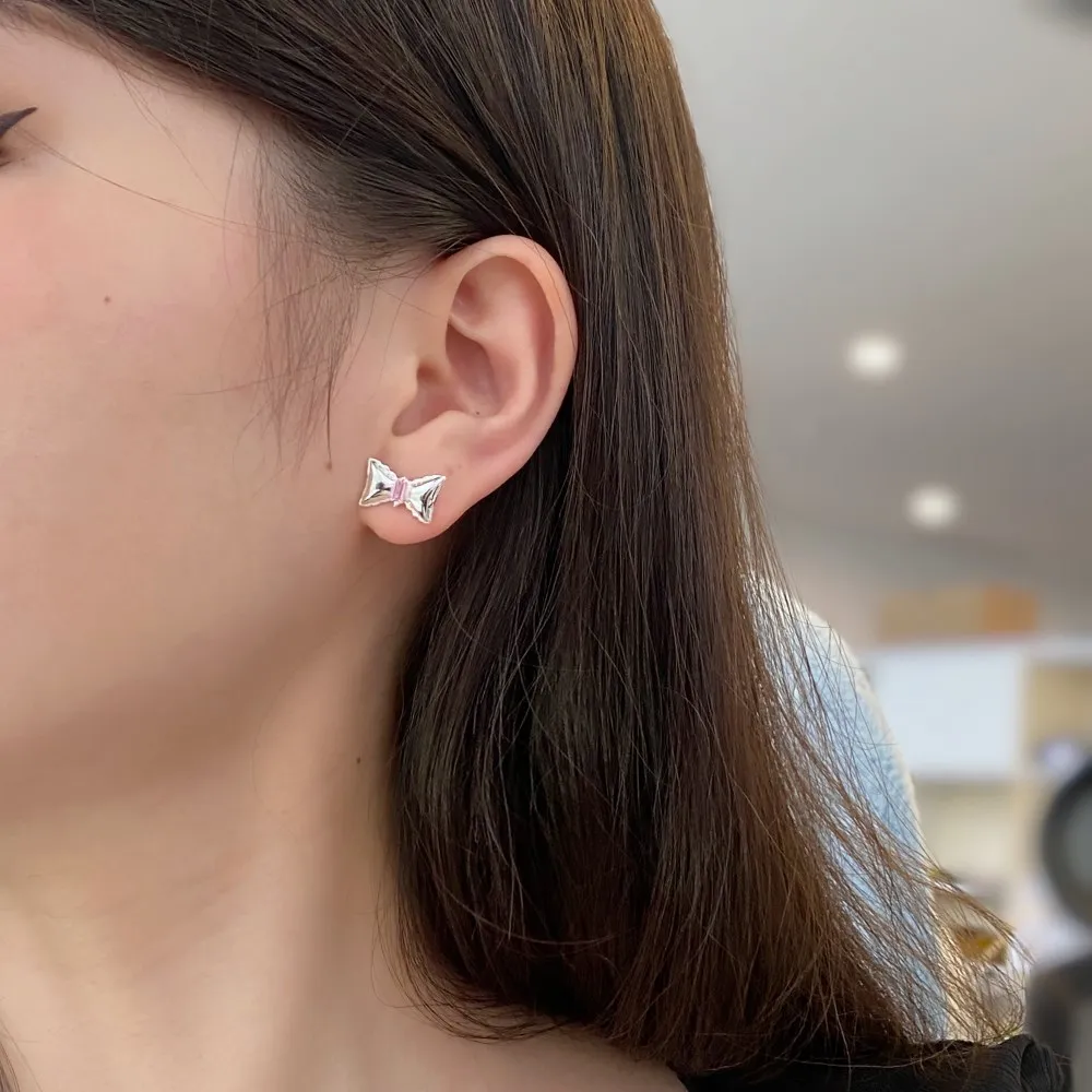 Pink Zirconia Bow Stud Earrings 40200362 - image2