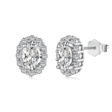 Vintage Oval Zirconia Stud Earrings 40200363