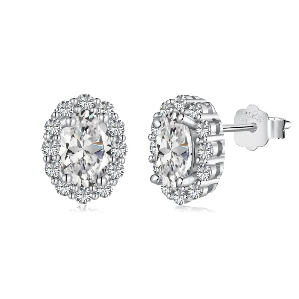 Vintage Oval Zirconia Stud Earrings 40200363