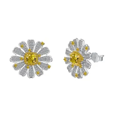 8A Zirconia Daisy Flower Stud Earrings 40200368