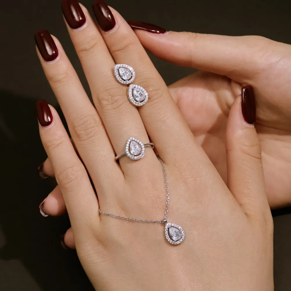 Vintage Teardrop Zirconia Party Stud Earrings 40200370 - image2