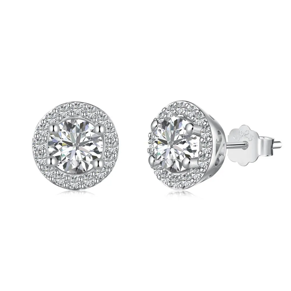 Classical Round Zirconia Party Stud Earrings 40200371