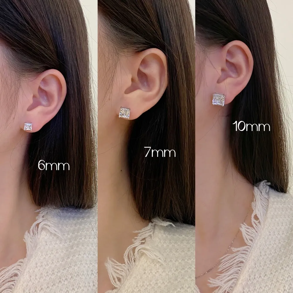 Minimalism 5A Square Zirconia Party Stud Earrings 40200376 - image1