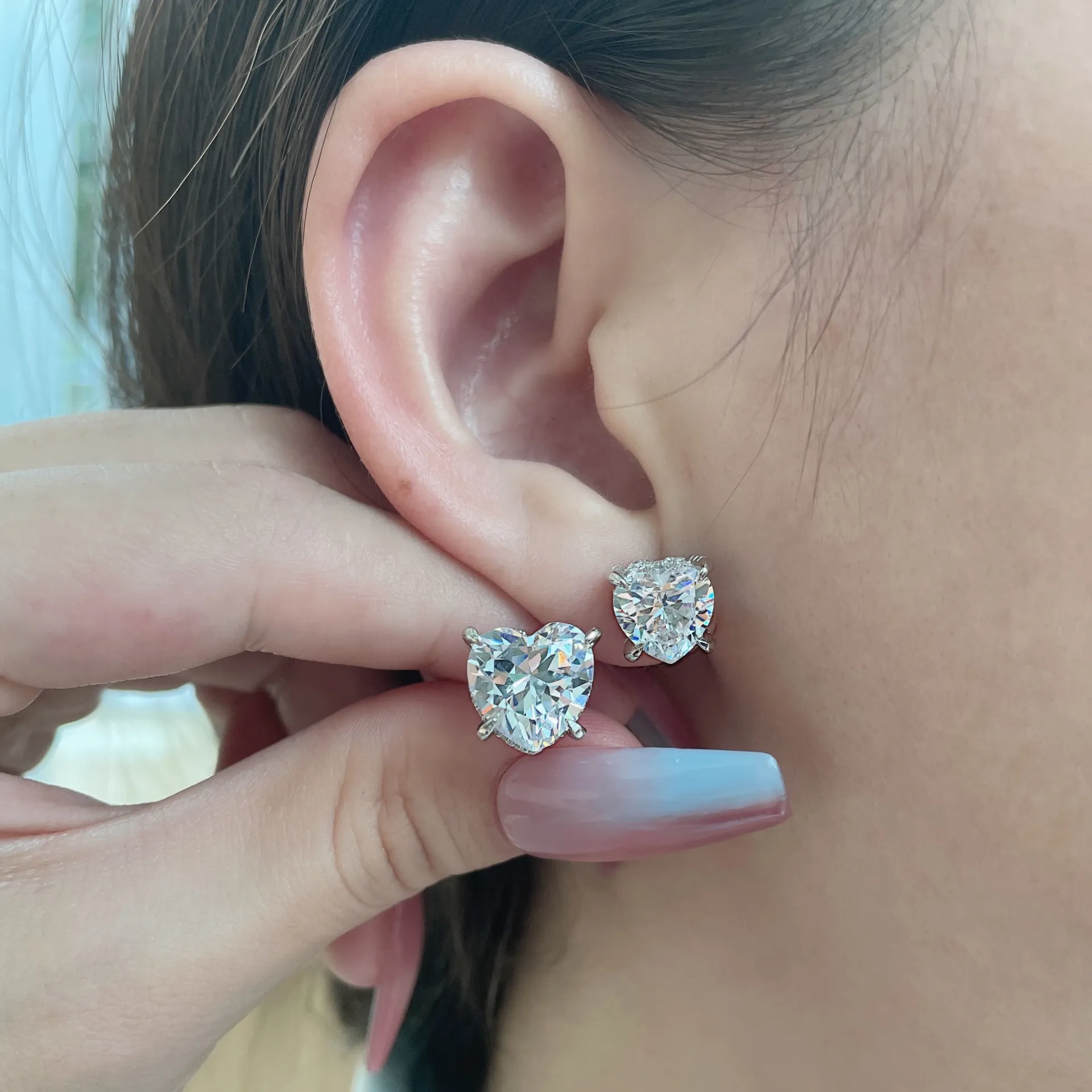 Sparkle 5A Heart Zirconia Party Stud Earrings 40200377 - image1