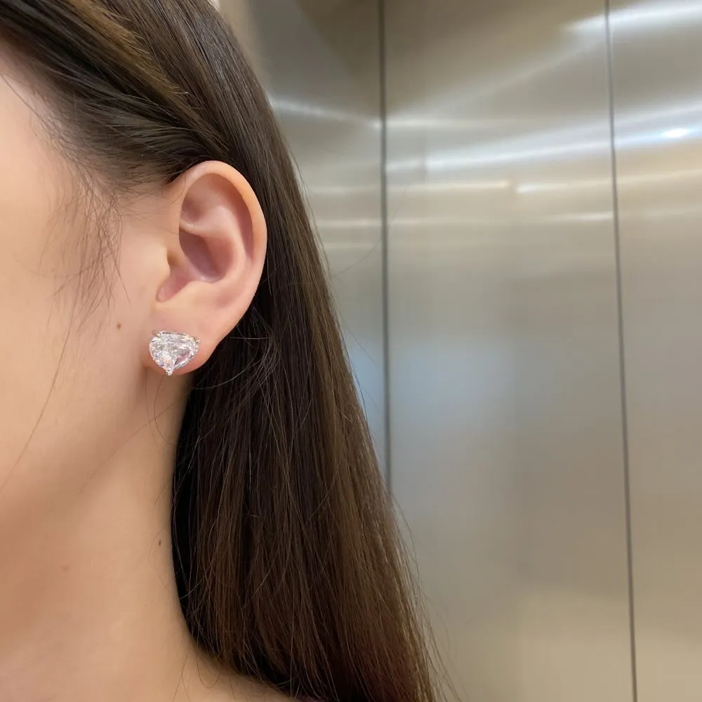 Sparkle 8A Heart Zirconia Wedding Party Stud Earrings 40200378 - image2
