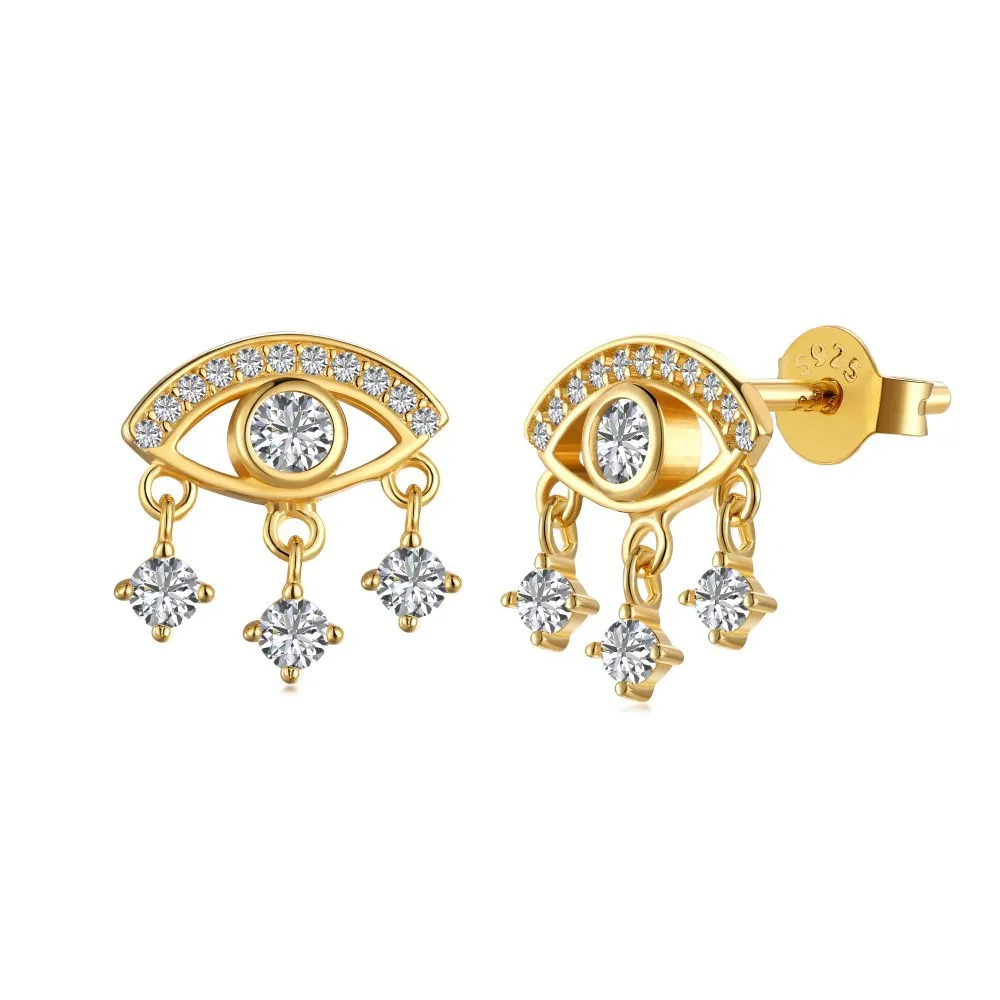 Vintage Evil Eye Zirconia Tassel Stud Earrings 40200379