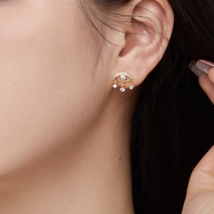 Vintage Evil Eye Zirconia Tassel Stud Earrings 40200379